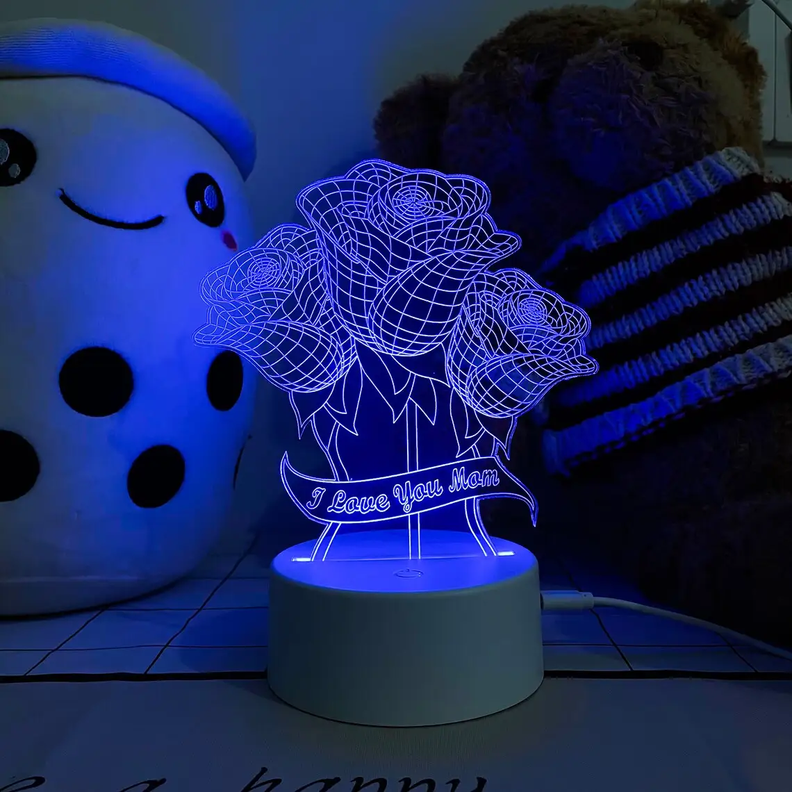 Personalized 3D LED Rose Flower Illusion Lamp Desk Lamp Night Light