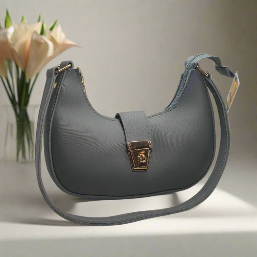 Grey Crescent Shoulder Bag