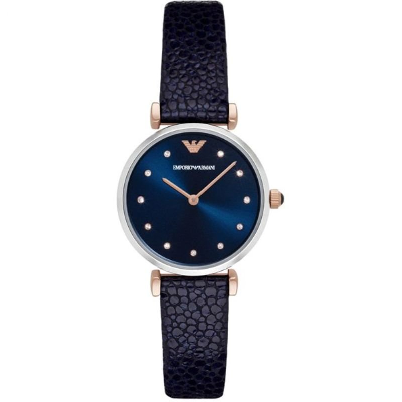 Emporio Armani AR1989 Women’s Quartz Leather Strap Blue Dial 33mm Watch