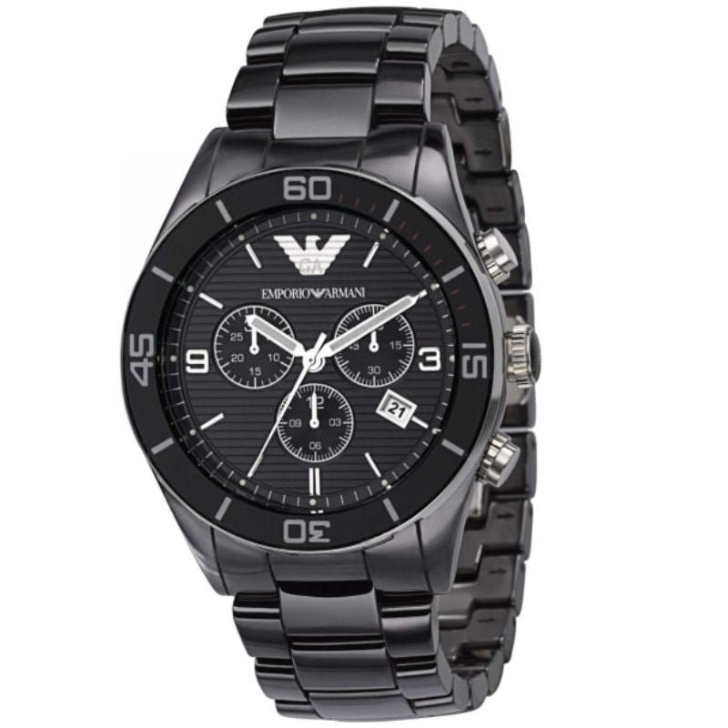 Emporio Armani AR1421 Men’s Chronograph Black Ceramic Chain Black Dial 43mm Watch