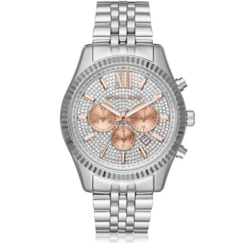 Michael Kors MK8515 Men’s Quartz Stainless Steel Crystal Pave Dial 44mm Watch