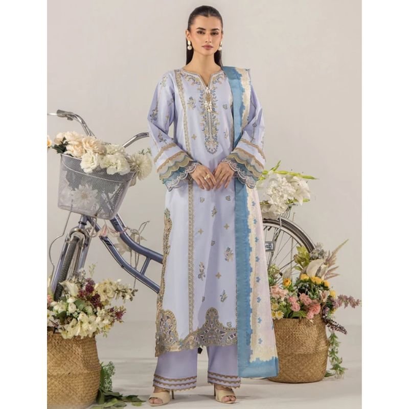 Sara Jahan SJ-1090 Breeze Lawn 26 Lawn Purple Ash 3Pc Suit