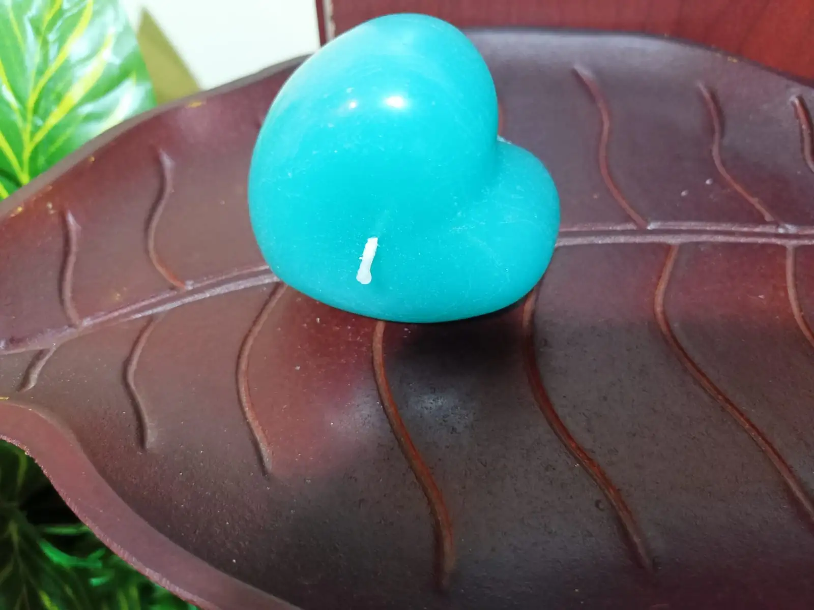 CANDLES CITY -- SET OF 2 - BLUISH GREEN/ TURQUOISE HEART CANDLES