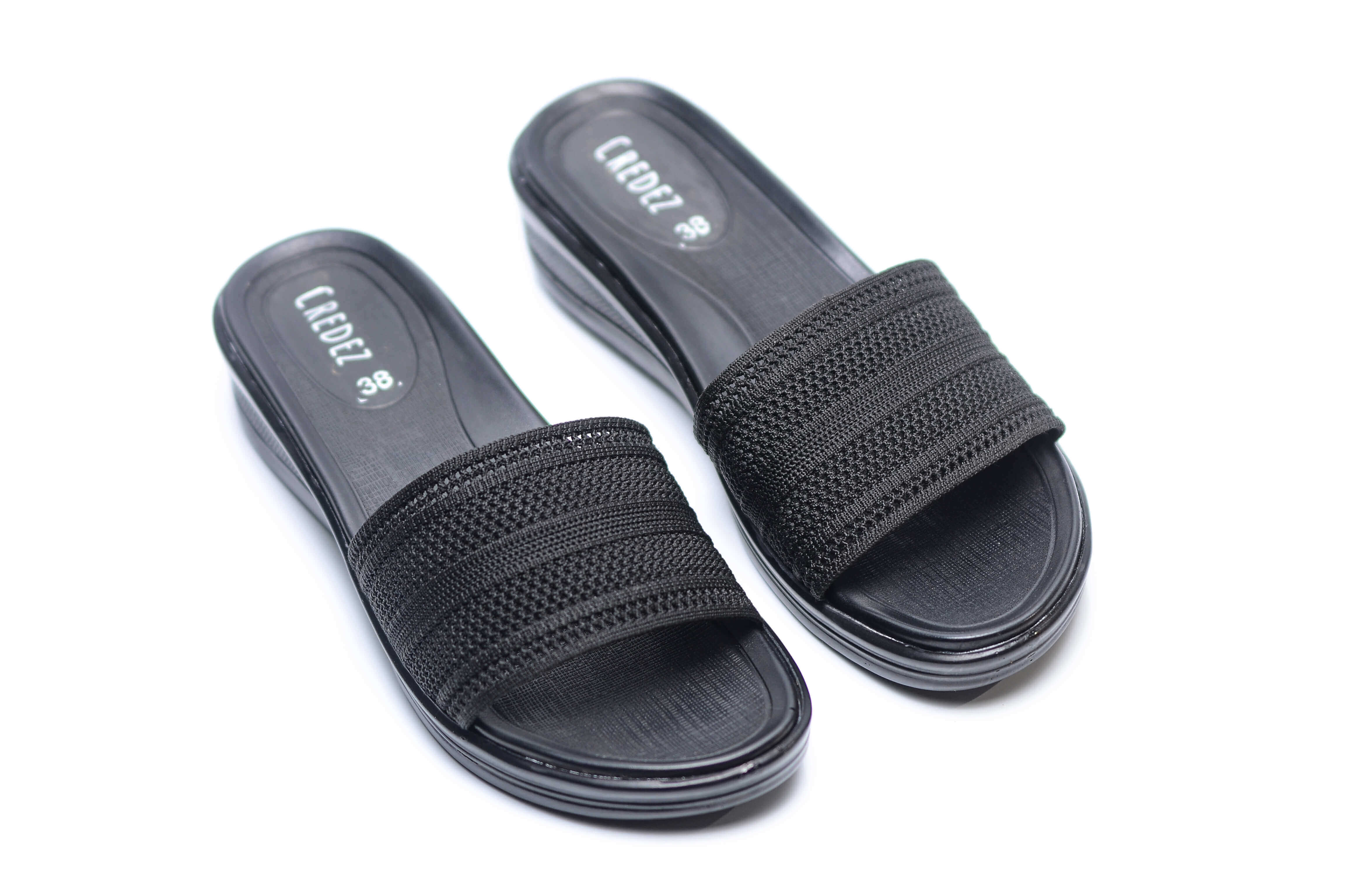 Credez Black Medicated Flat Slipper For Women PU-051- Black