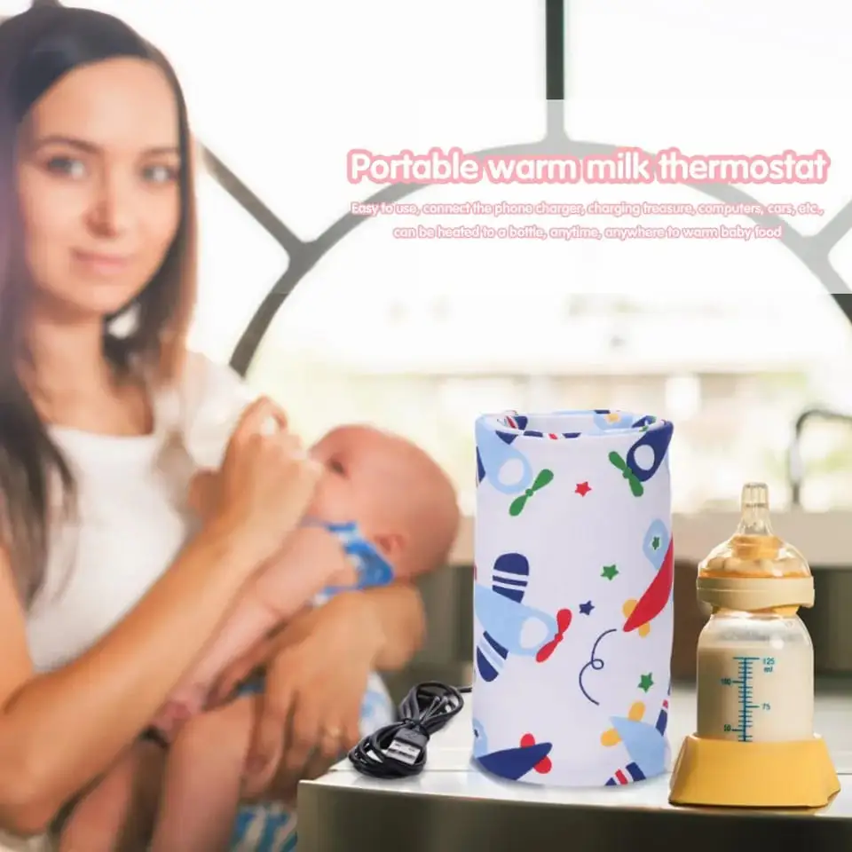 Baby Bottle Warmer Heater Cotton Printed Infant Feeding Milk Cup USB Bottle Storage Bag Warmer Baby Feeding Tools
