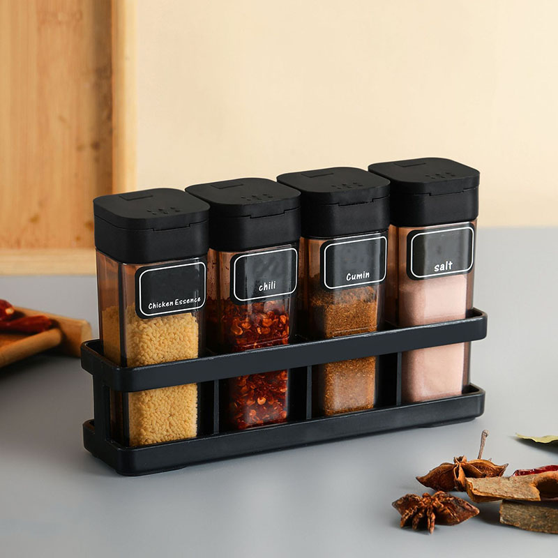 Four-Grid Integrated Spice Bottle Set - Household Combination Spice Jars for Barbecue and Kitchen - Sealed, Moisture-Proof Storage