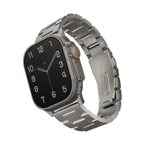Uniq Osta Apple Watch Ultra Steel Link Strap with self-adjustable links fits 49/45/44/42mm – Titanium Silver