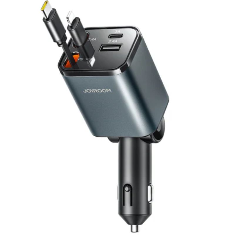 Joyroom Jr-CCL05 50W 4-in-1 Retractable Car Charger With 6 Month Official Warranty
