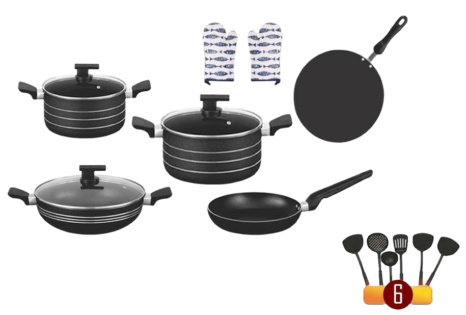 Sk Unbeatable 17 pcs non stick cookware set gift pack set lather coated