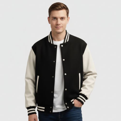 Mercato Black & White Varsity Baseball Jacket