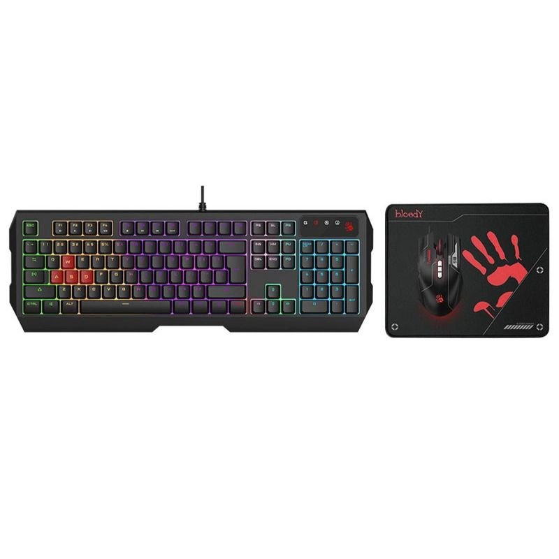 A4Tech Bloody B1700 Neon Gaming Keyboard + Mouse + Mousepad Combo Set With 1 Year Warranty