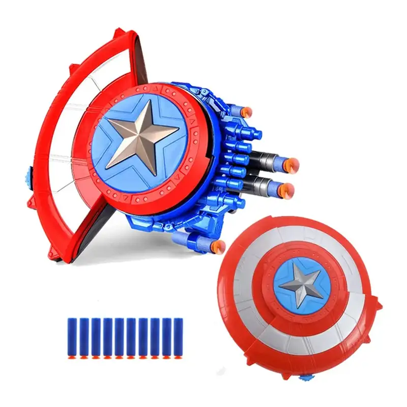 Marvel Avengers Captain America Darts Shooter Shield Launcher Manual Reload Toys For Boys - Blue