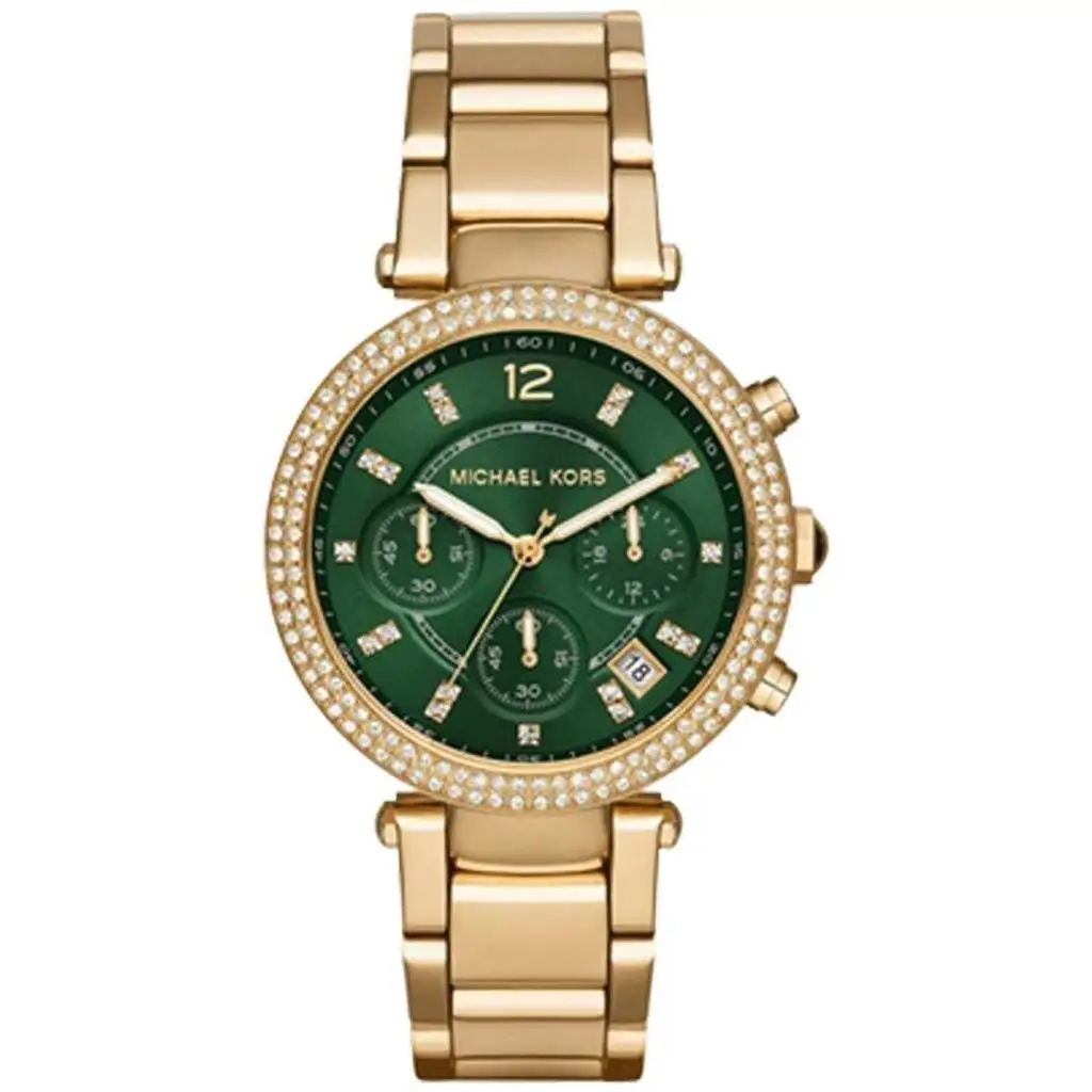 Michael Kors Women’s Quartz Chronograph Stainless Steel Green Dial 38mm Watch Mk6263