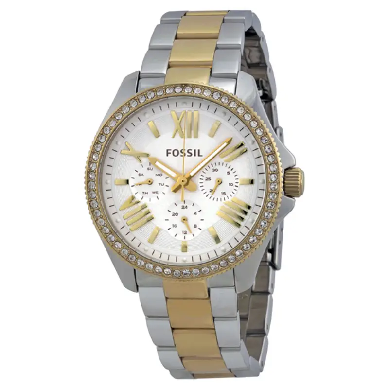 Fossil Cecile Two-tone Stainless Steel White Dial Watch For Ladies - AM4543