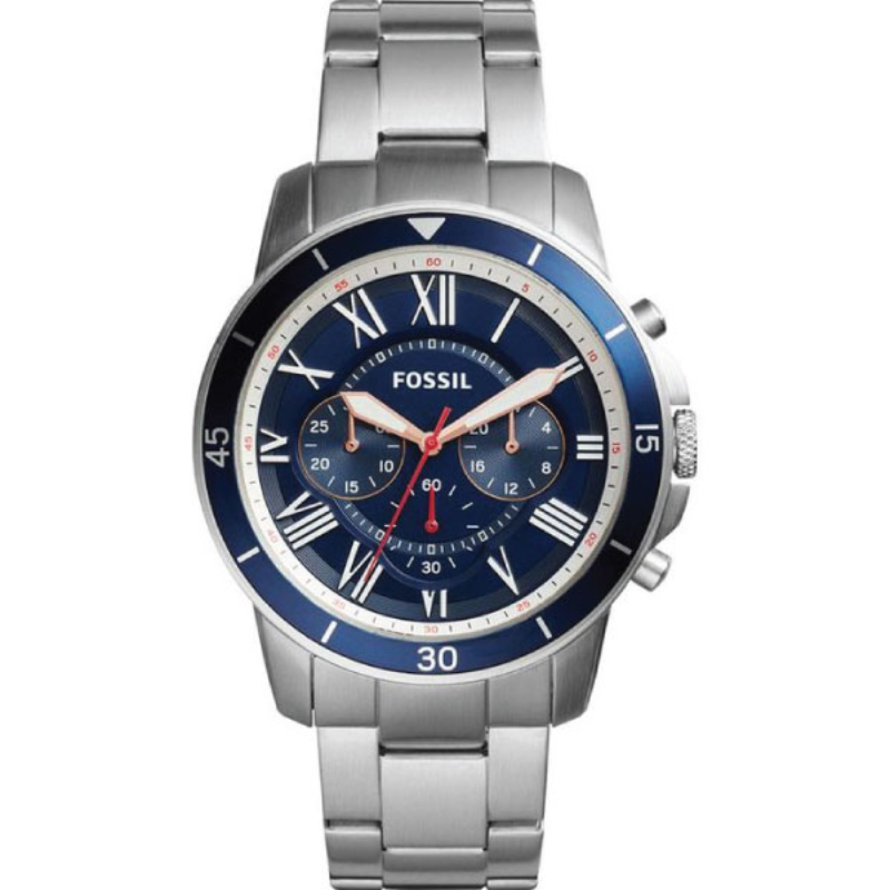 Fossil Men’s Chronograph Quartz Silver Stainless Steel Blue Dial 44mm Watch FS5238