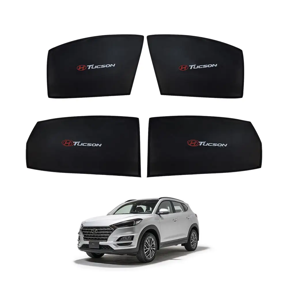 Hyundai Tucson High Quality Sun Shade with Logo 4Pcs - Black - 2020-21