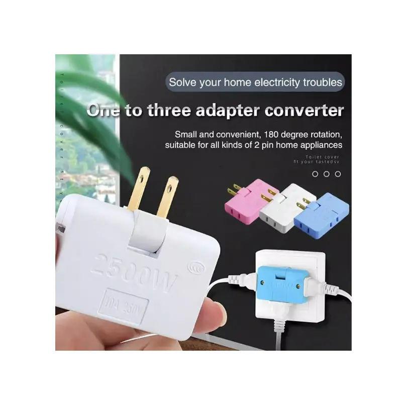 Extension Plug Electrical Adapter 3 In 1 Adaptor 180 Degree Rotation