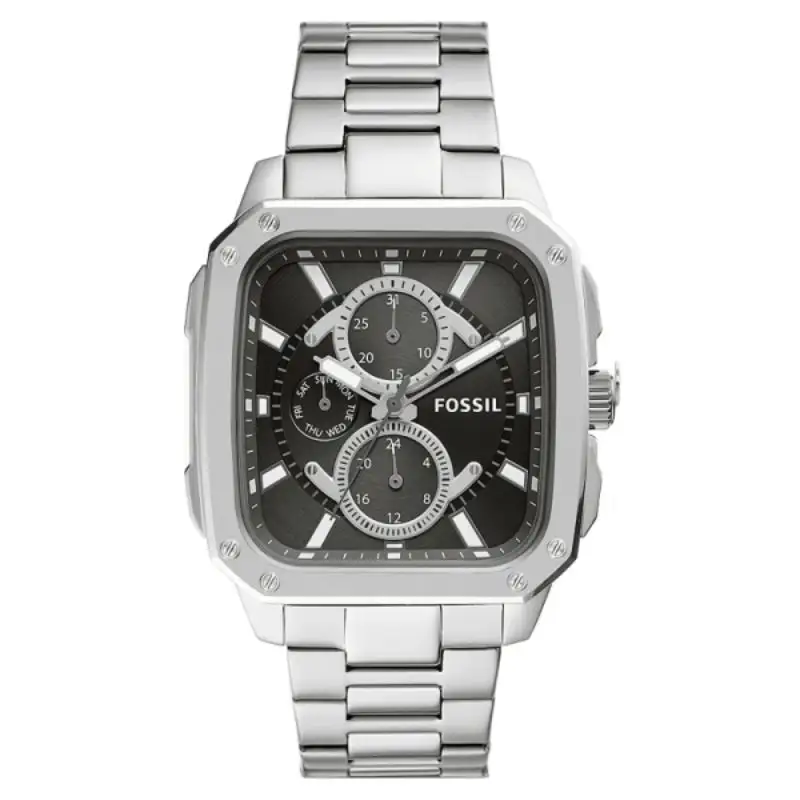 Fossil Men’s Quartz Silver Stainless Steel Black Dial 42mm Watch BQ2655