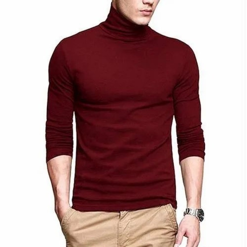 Aesthetic Gen Basic Maroon High Neck