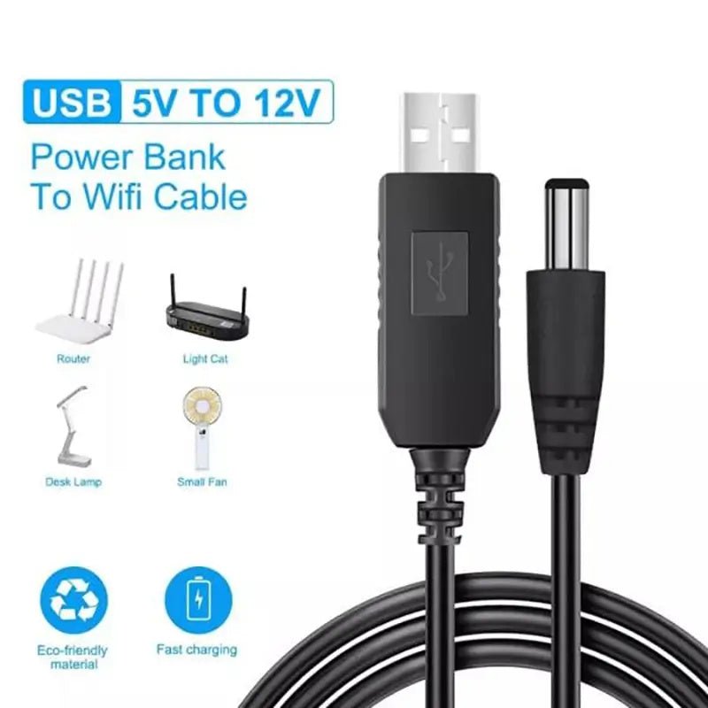 Router Power Bank Cable 5V to 12V USB DC Converter Boost Cable | USB to DC Power Adapter for WiFi Router Modem ONT Optical Network Devices | Power Banks Laptop USB Wall Car Charger Solar Station TP-Li