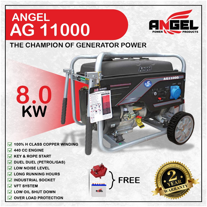 Angel AG 11000 8.0 KW (11Kva) Portable Generator With Official Warranty