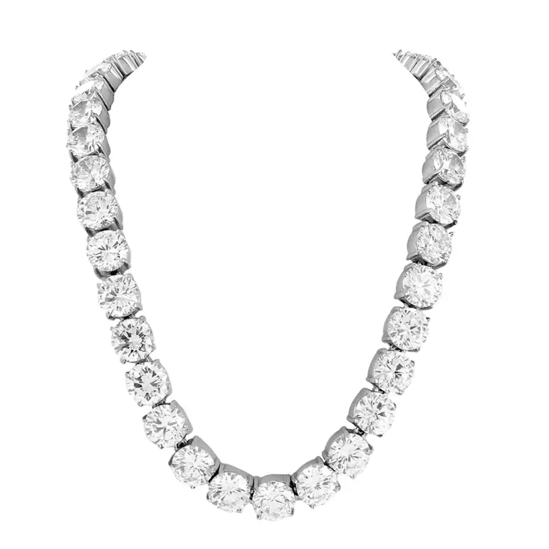 White Gold Finish 10mm Stainless Steel Tennis Chain 30" Lab Diamond 20 CT Look