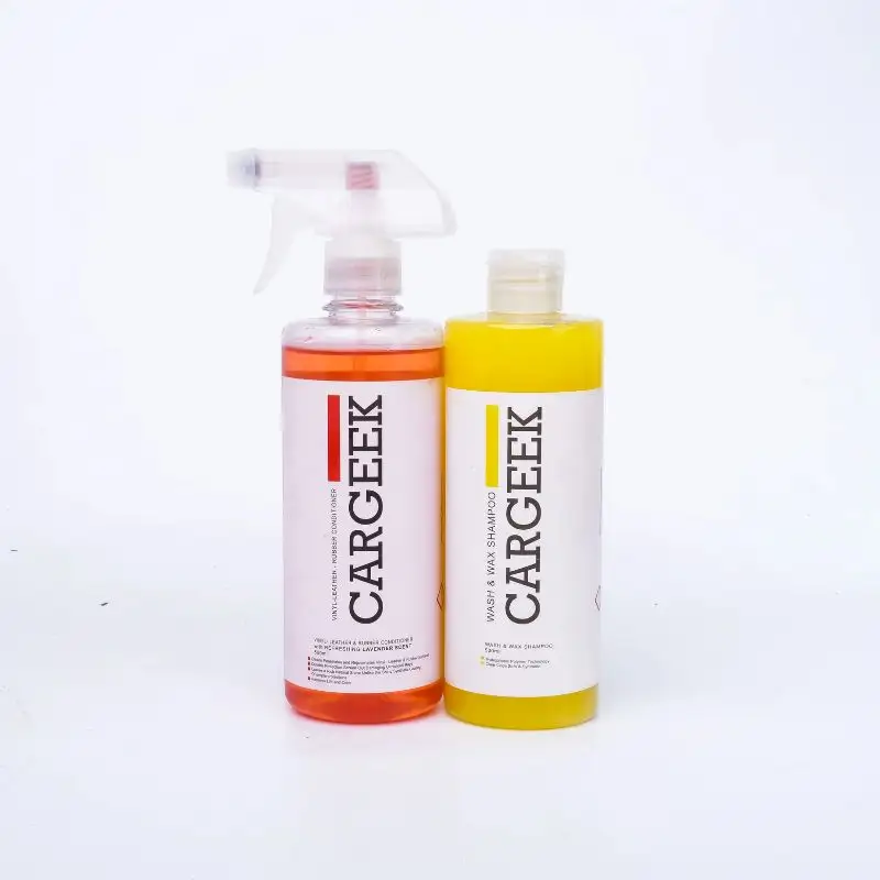Car Geek Wash & Wax Shampoo + Vinyl Leather Rubber Conditioner (Pack of 2)