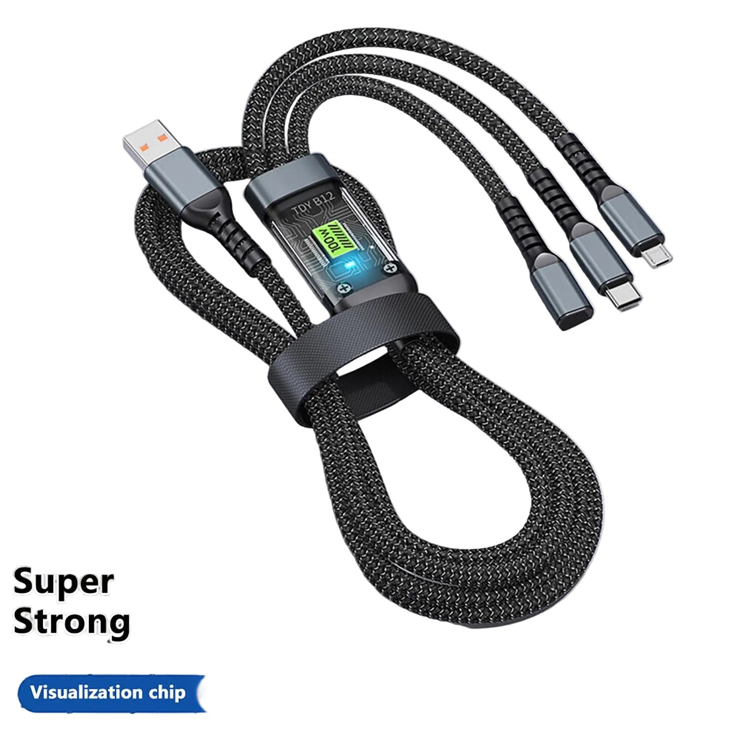 3 in 1 Fast Charging Cable 100W Multi Connector USB Type C Lightning Micro USB Braided Data Sync Cord Quick Charge High Speed Durable Tangle Free Mobile Phone Tablet Power Bank Travel