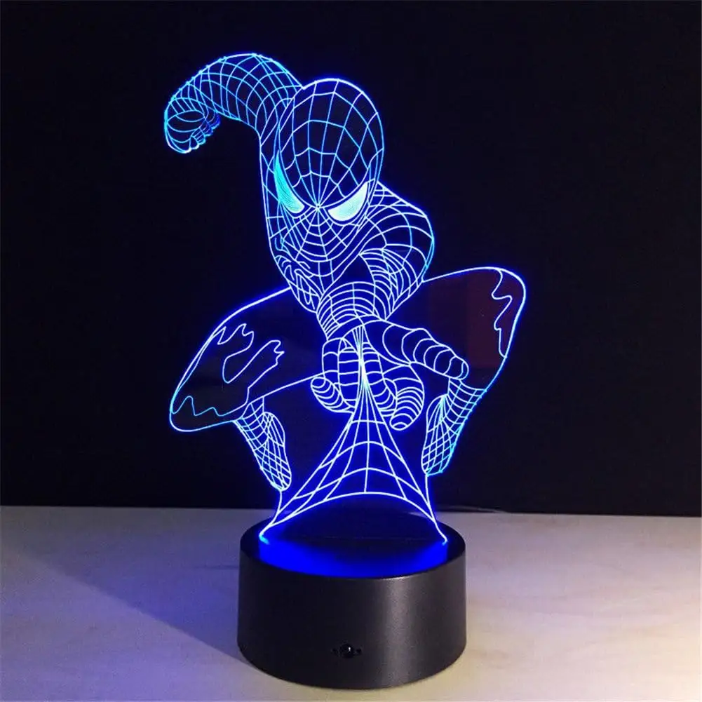 Creative Spider-Man 3D Optical Illusion Night Lamp Bedside Table Lamp