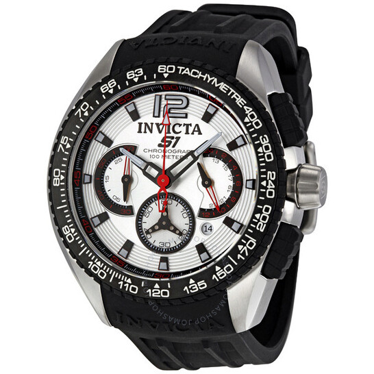 Invicta S1 Racing Chronograph Silver Dial Black Rubber Men's Watch