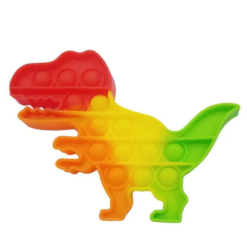 Push Pop Bubble Spinner Pop It Silicone Toy Rainbow Dinosaurs