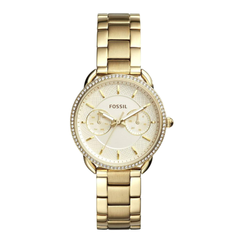 Fossil Tailor Gold Stainless Steel White Dial Quartz Watch for Ladies – ES4263