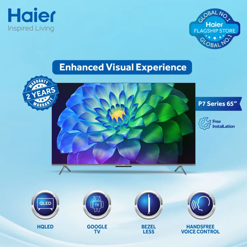 Haier H65P7UX 65 inch Bezel Less UHD Smart Android LED TV With Official Warranty