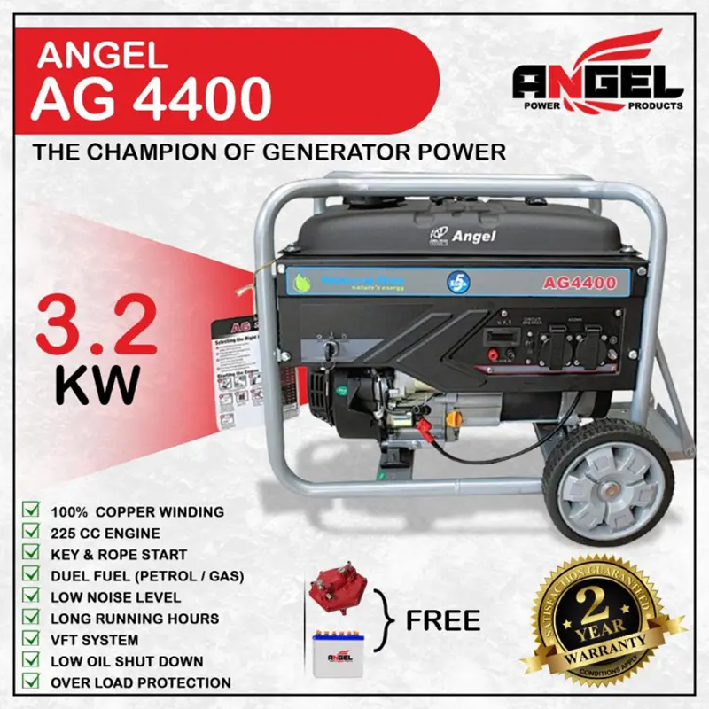 Angel AG 4400 3.2 Kw (4Kva) Portable Generator With Official Warranty