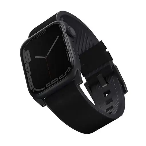 Uniq Straden Genuine Leather Hybrid Apple Watch Strap for Series 1-8 SE/SE2 (49/45/44/42MM) – MIDNIGHT (BLACK)