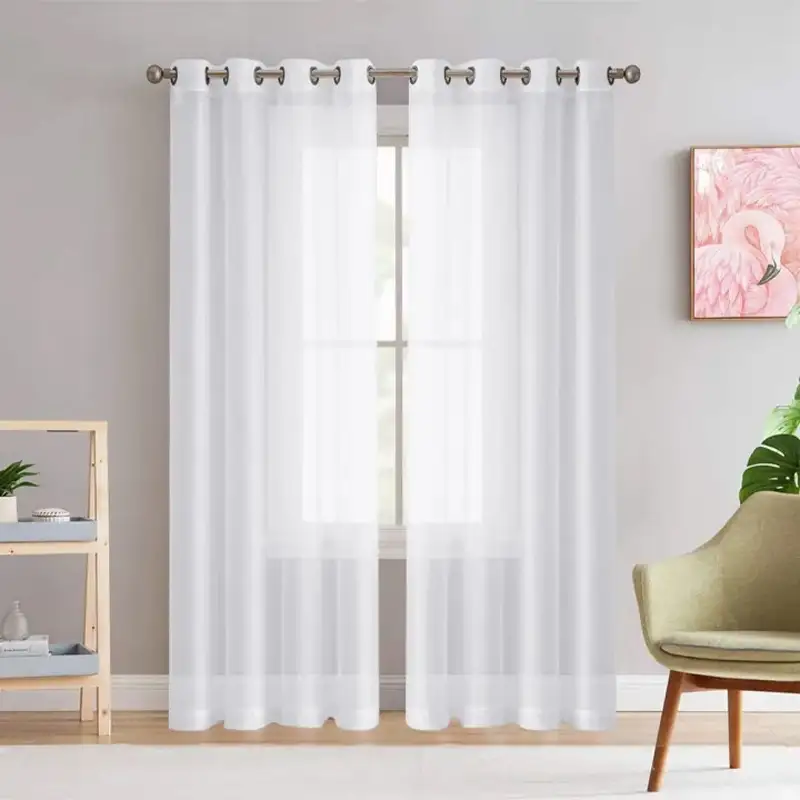Ready Made Sheer/Shaffon Curtain Panels with Eyelets (Pack of 2)