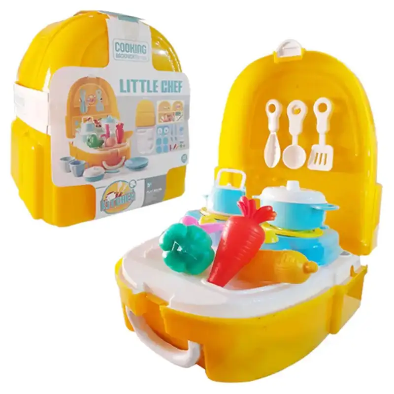 Little Cheff Cooking Backpack for Kids - 22 Pieces Set - Kitchen Play House