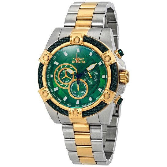 Invicta Bolt Chronograph Green Dial Two-tone Men's Watch