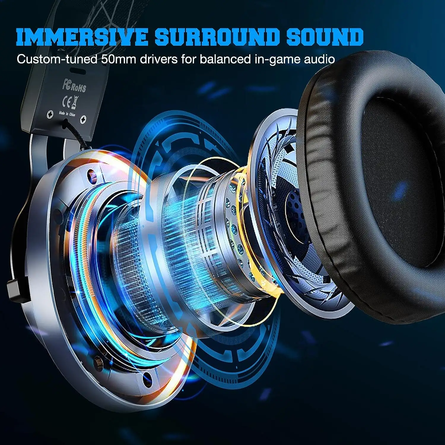 Wireless Bluetooth Gaming Headphone PHOINIKAS Q9 Xbox One Gaming Headset for PS5, PS4, PC, Nintendo Switch, Wired Over Ear Headphones with Detachable Noise Canceling Mic, 7.1 Sound, Wireless Bluetooth