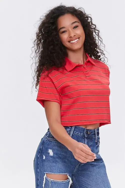Forever21 Striped Polo Shirt