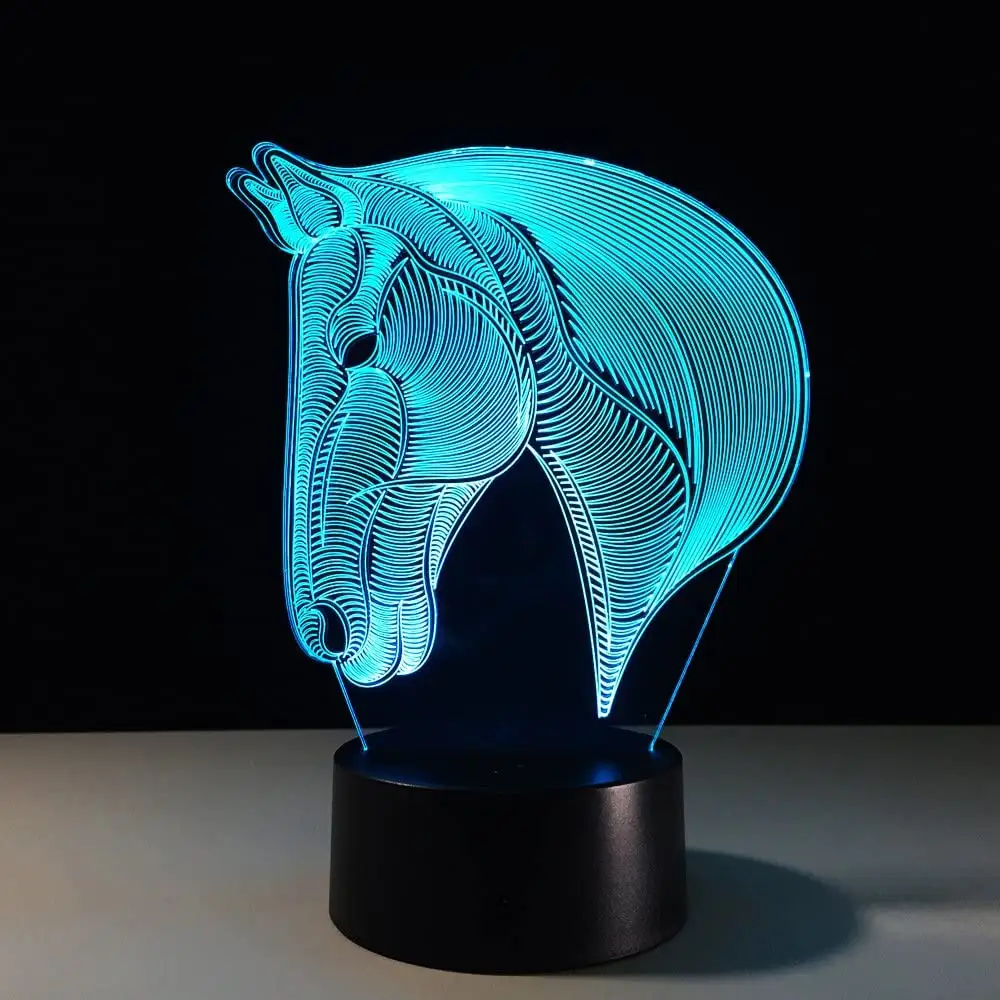 3D Horse Head Illusion Lamp, 3D Night Light for Boys Girls Table Desk Lamp Table Lamp