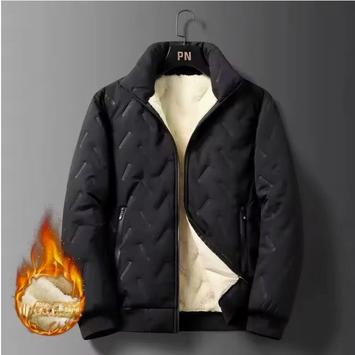 Winter Men's High-End Fleece-Lined Jacket Thickened Sheep Fleece New Style Loose-Fit Plus Size Stand Collar Warm Wear-Resistant