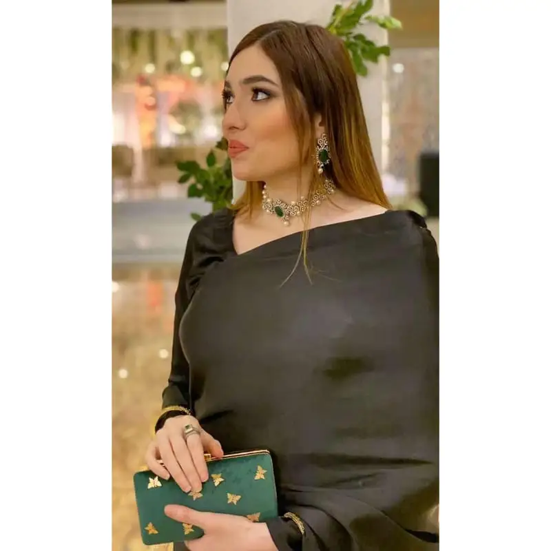 BQ Clothing - Black Silk Pant Saree - Stitched