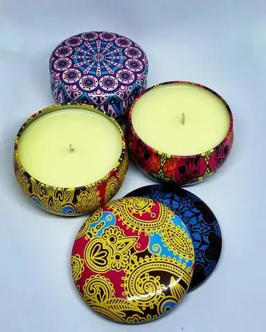 Round Corner - Beautiful Printed Tin Candle Scented Candle For Decor & Gifts