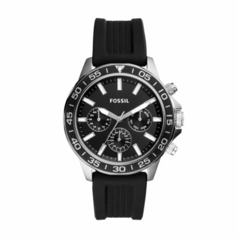 Fossil Bannon Multifunction Black Silicone Strap Black Dial Chronograph Quartz Watch for Gents – BQ2494