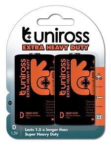 Uniross Original "D" Size Extra Heavy Duty Battery Cell for Stove  , Geyser Etc... ( 2 Pcs )