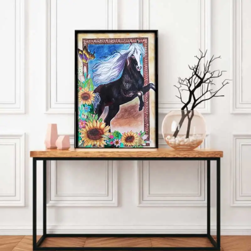 Horse jumping out of the frame