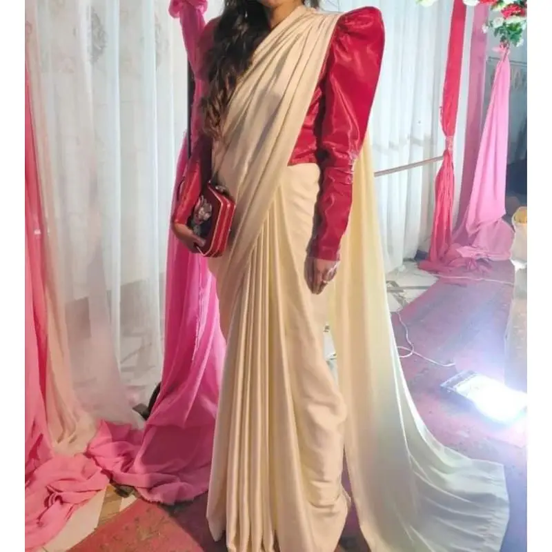 BQ Clothing - Maroon/Skin Silk Saree