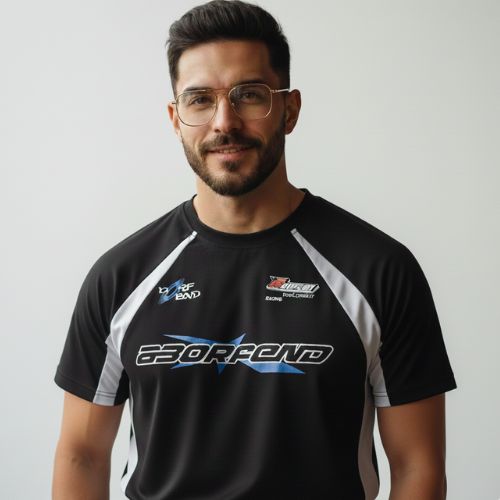 Aesthetic Gen Black American Vintage Racing Lapel Polo T-shirt