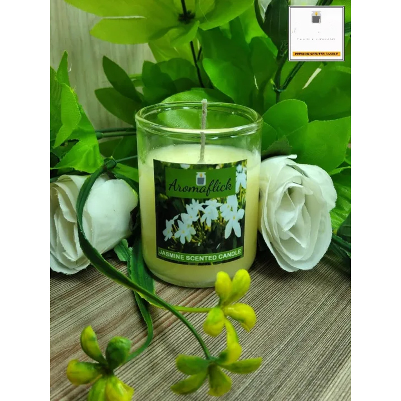 Aroma Flick Scented Glass Candle in Fresh Jasmine Fragrance